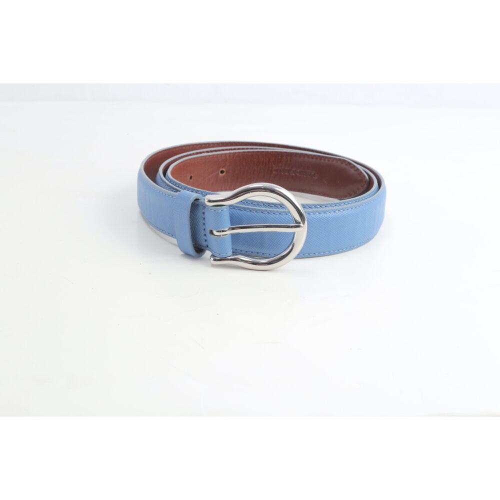 Lands’ End Blue Leather Skinny Belt Silver Buckle Classic Women’s Size 36 91 - Picture 3 of 7